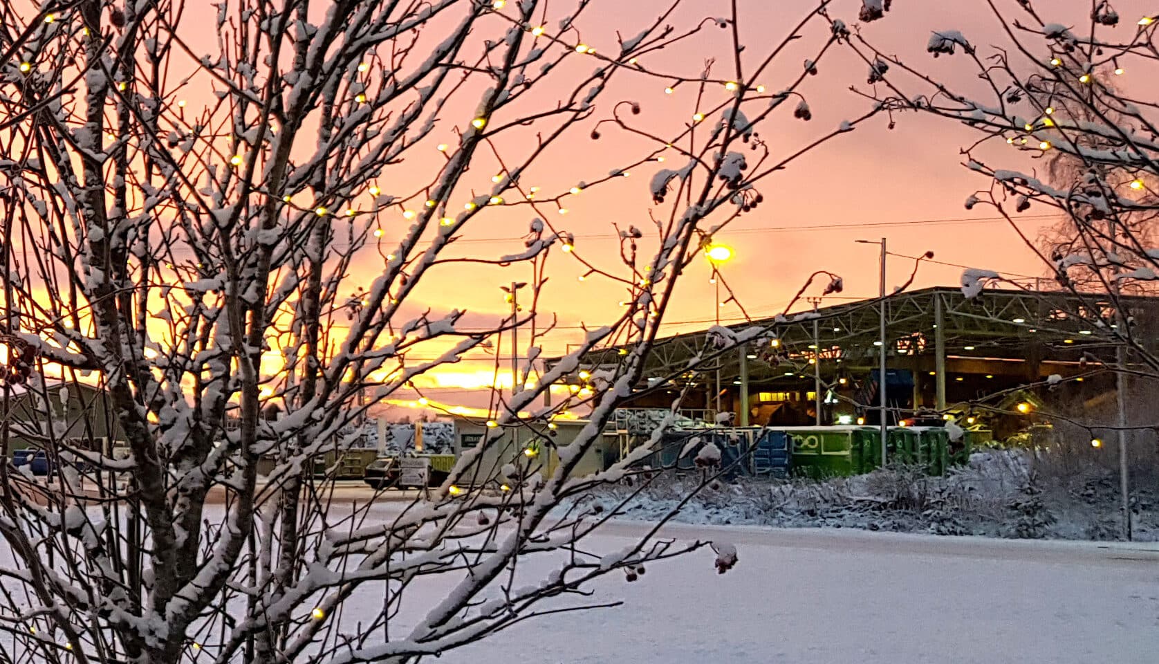 Jouluinen maisema Keltakankaan jätekeskuksessa